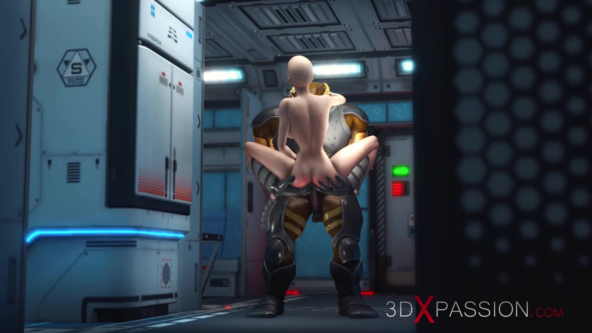 Mars base camp. Super hot sexy girl has hard anal sex with alien monster
