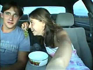 legal age teenager 18+ sucks his strapon in the car