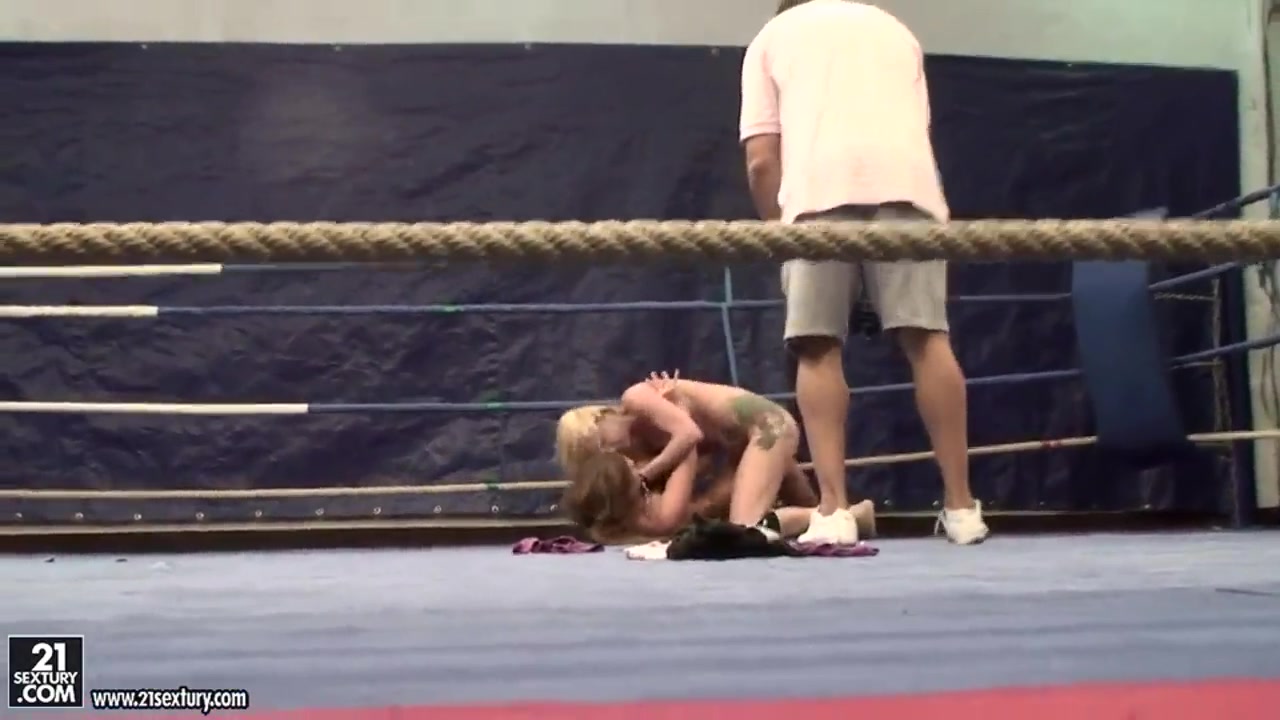 Angel Long and Cathy Heaven are having fun fucking each other on a boxing ring