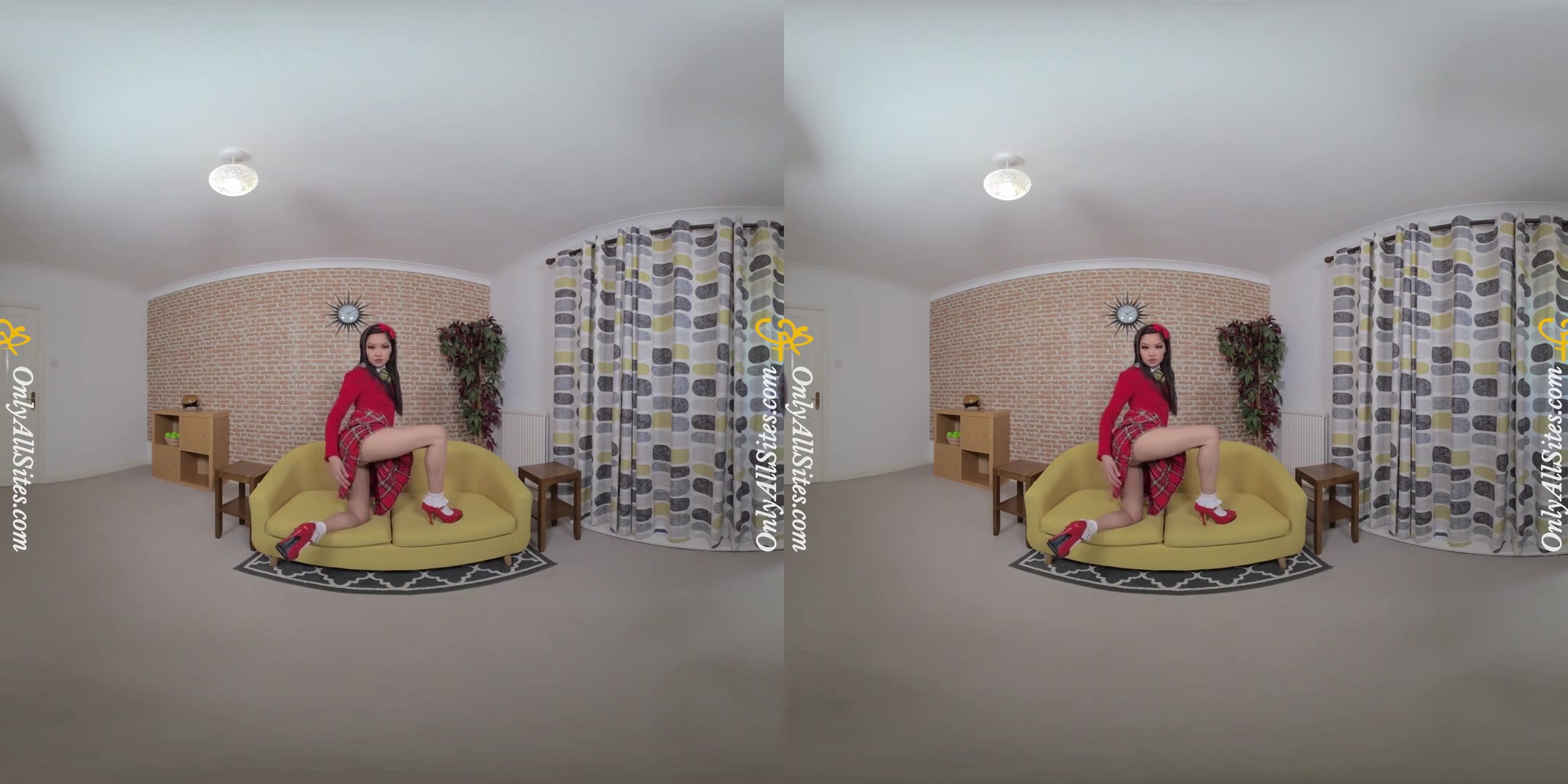 Louisa Lu - Asian Schoolgirl Striptease - Schoolgirl Uniform Panties Perky Tits