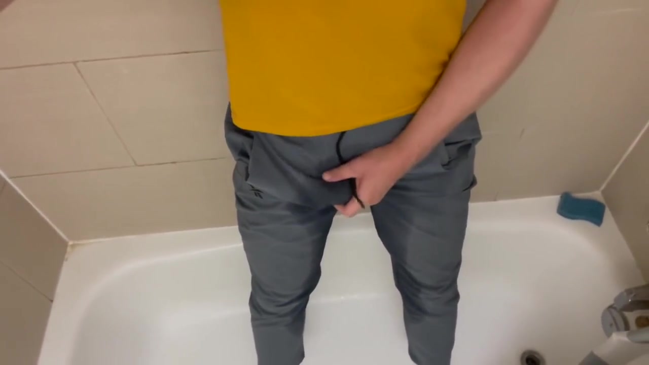Pissed Myself Again After The Gym. Wanted To Suck My Pissy Cock