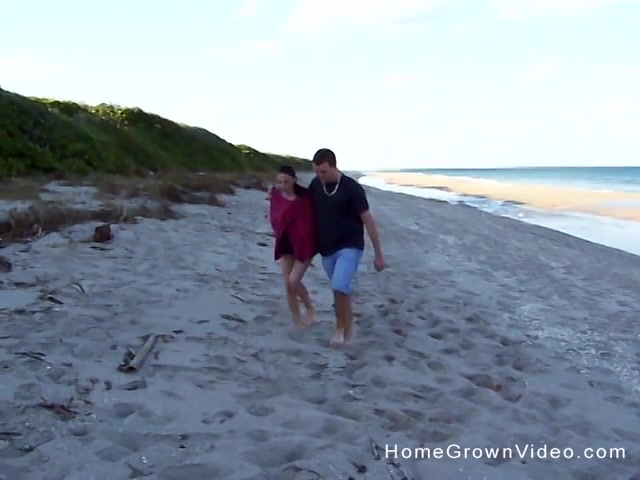 Fred is more excited than Melanie about fucking on the beach, but she gets into it!