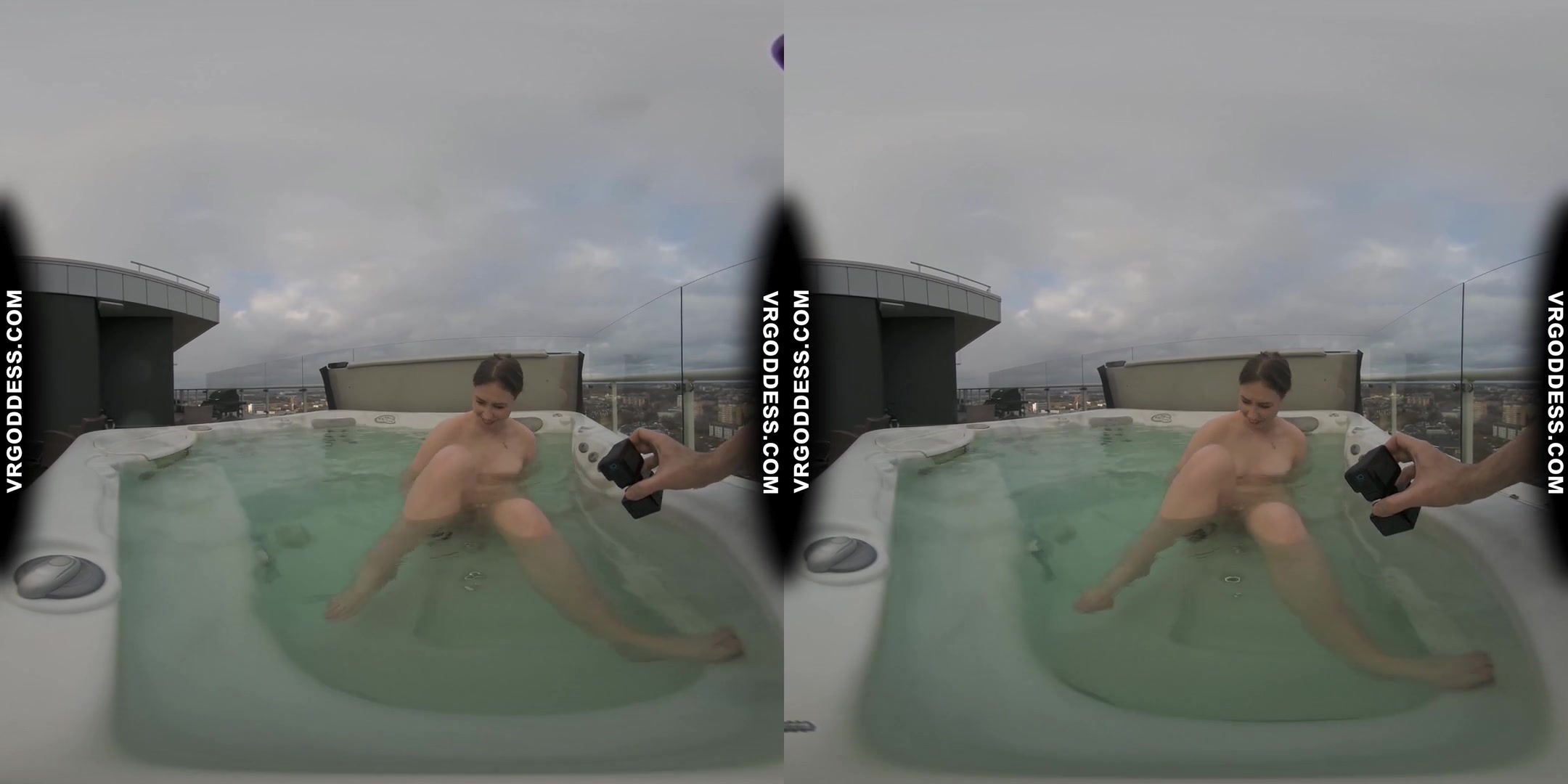 Behind The Scenes Filming Pretty Lika Rooftop Jacuzzi Dildo Masturbating