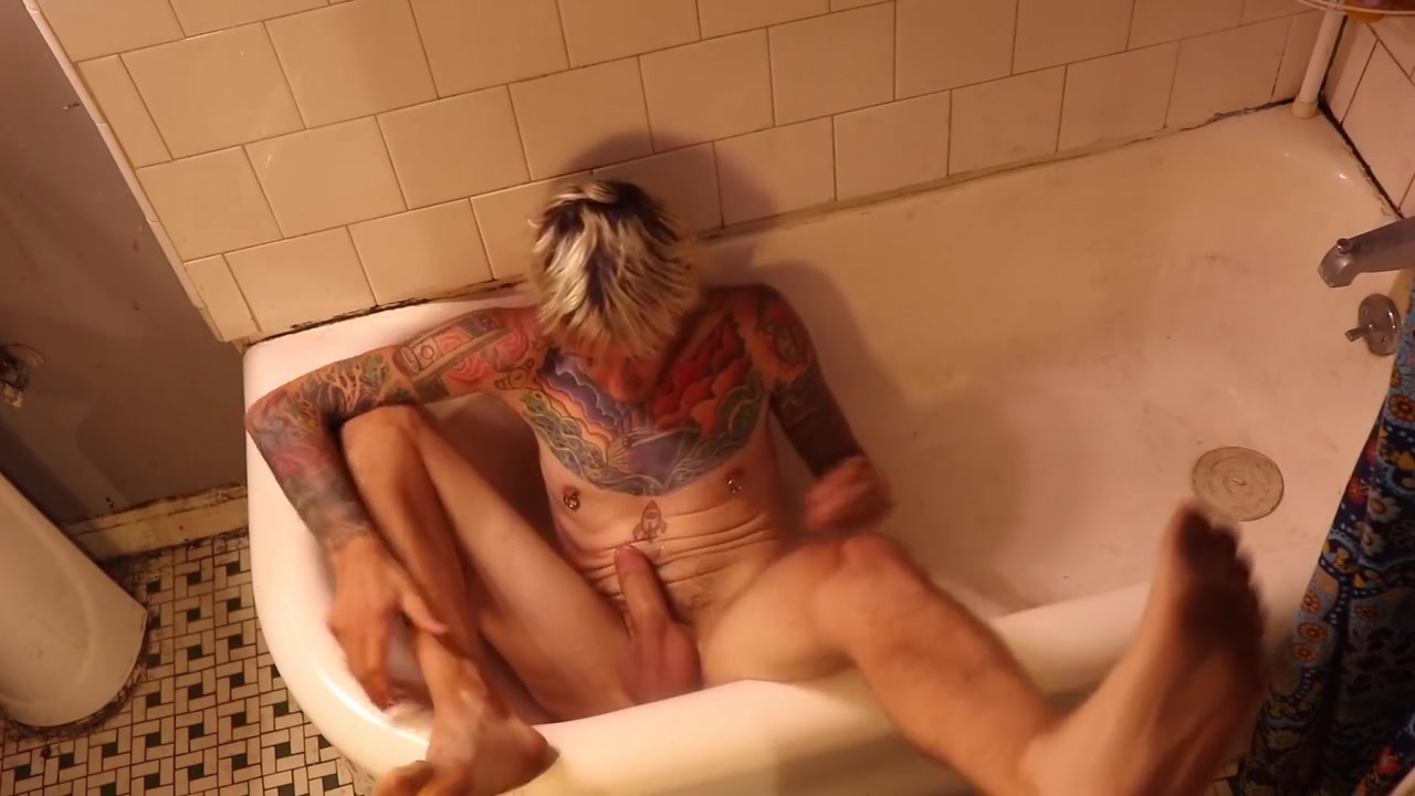 Dirty Feet Up And Big Dick Upside Down Jerk Off In The Bathtub