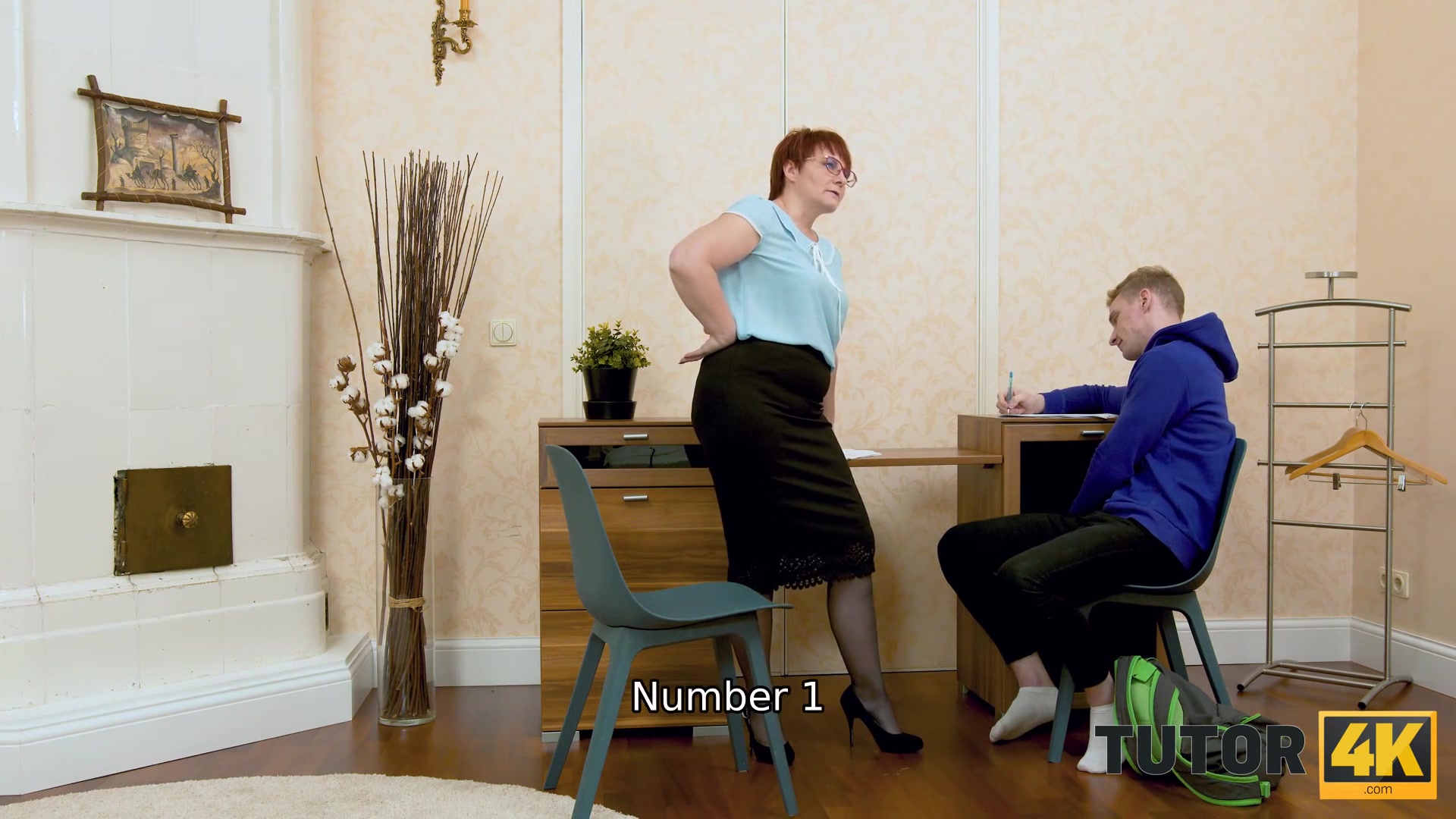 TUTOR4K. Insistent fellow manages to fuck submissive tutor at her place