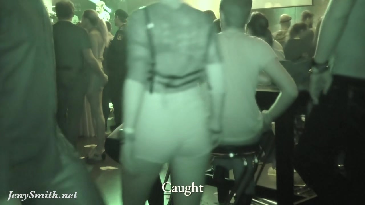 Upskirt flashing in a club with Jeny Smith