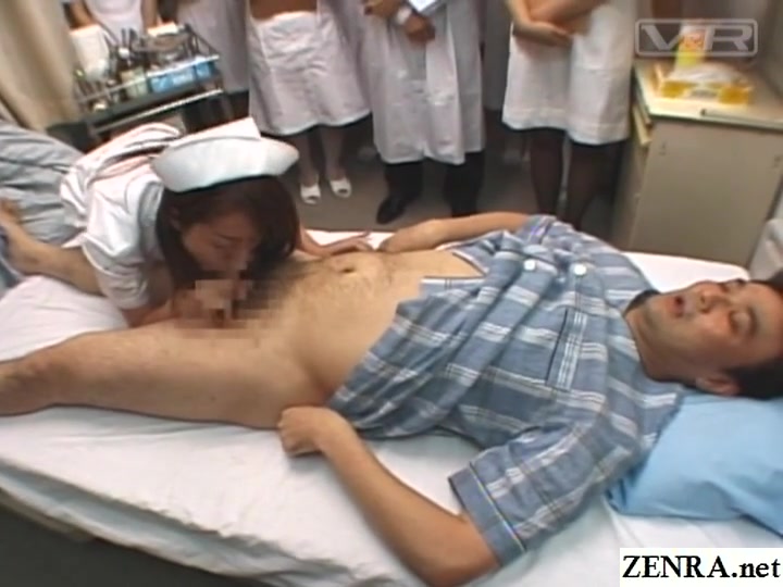 Japanese hospital nurse training day milking patient