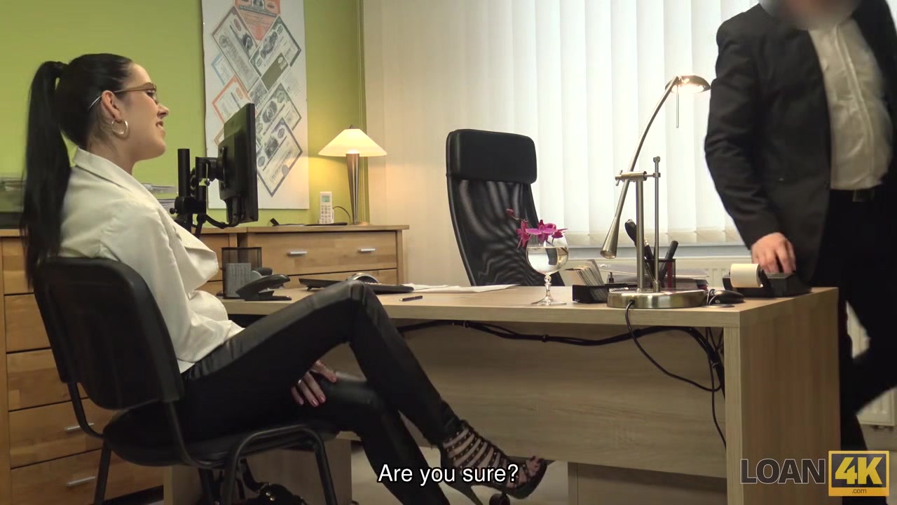 LOAN4K. Elis Dark asks for credit and spreads her legs in the office