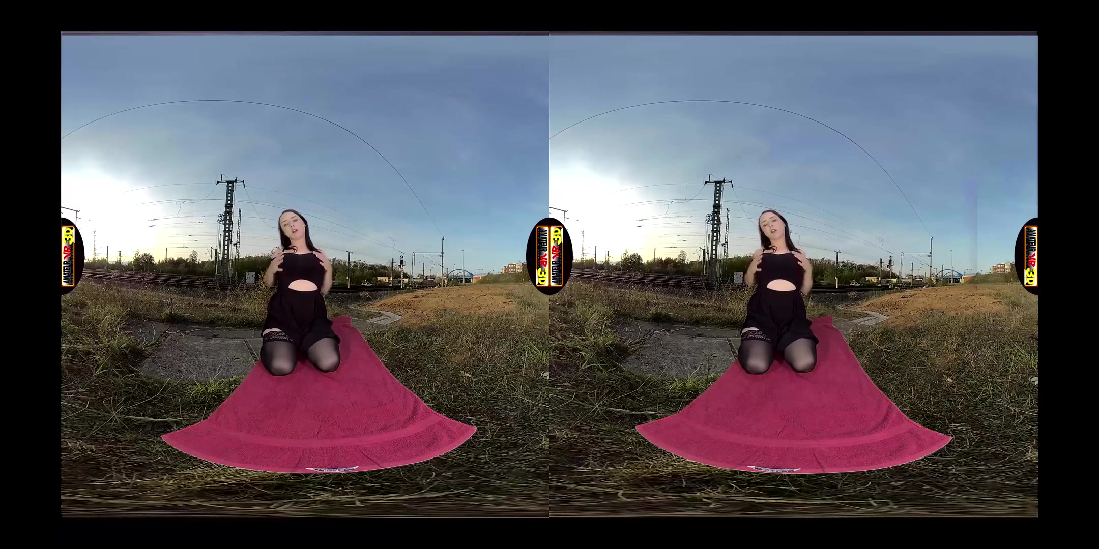 Bella - She Jerks for You at the Railway Embankment... - SexLikeReal