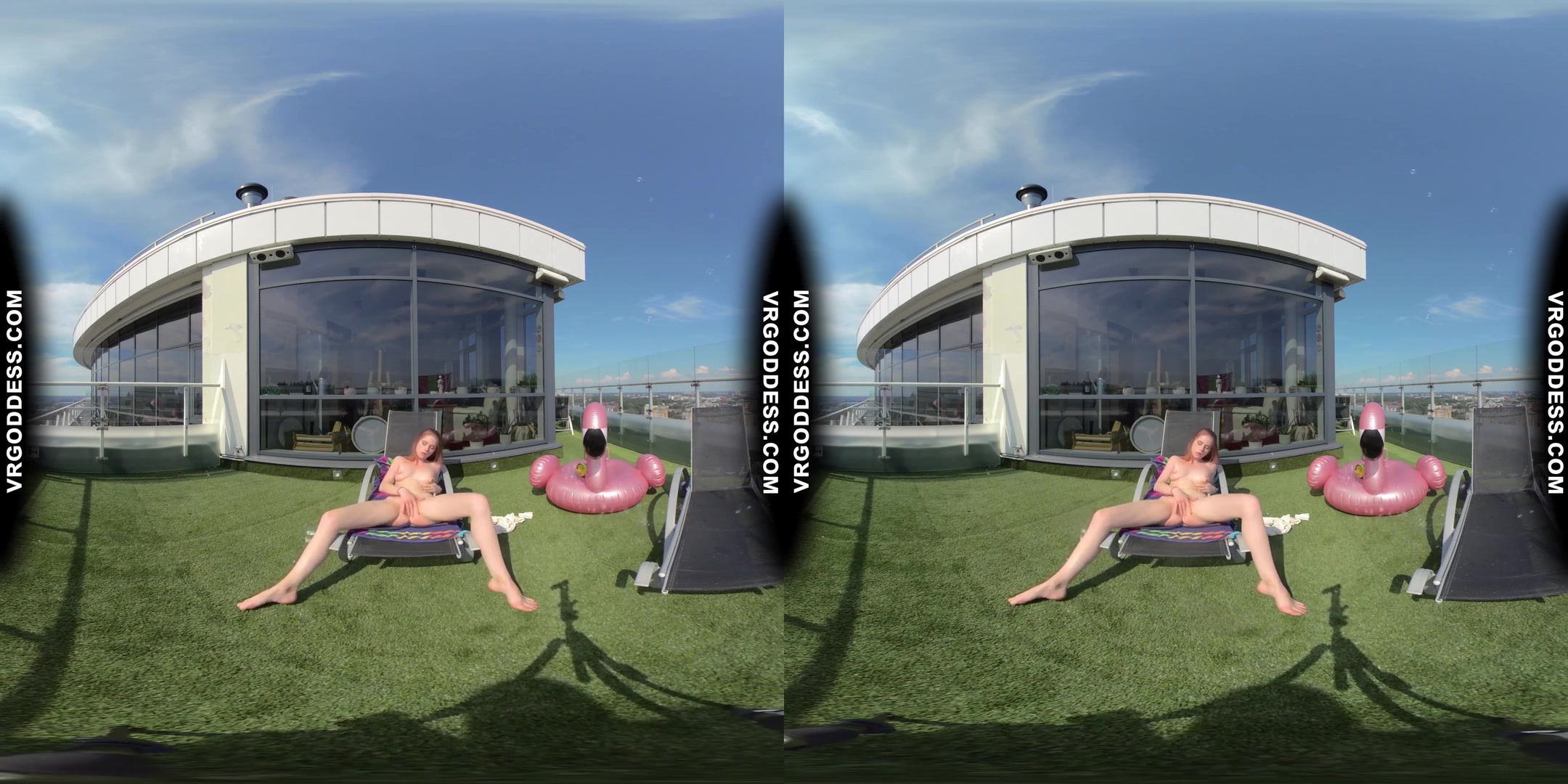 Summertime Naked Teen Sunbathing Babe Margarita Enjoying Herself In Bubbles In Sun