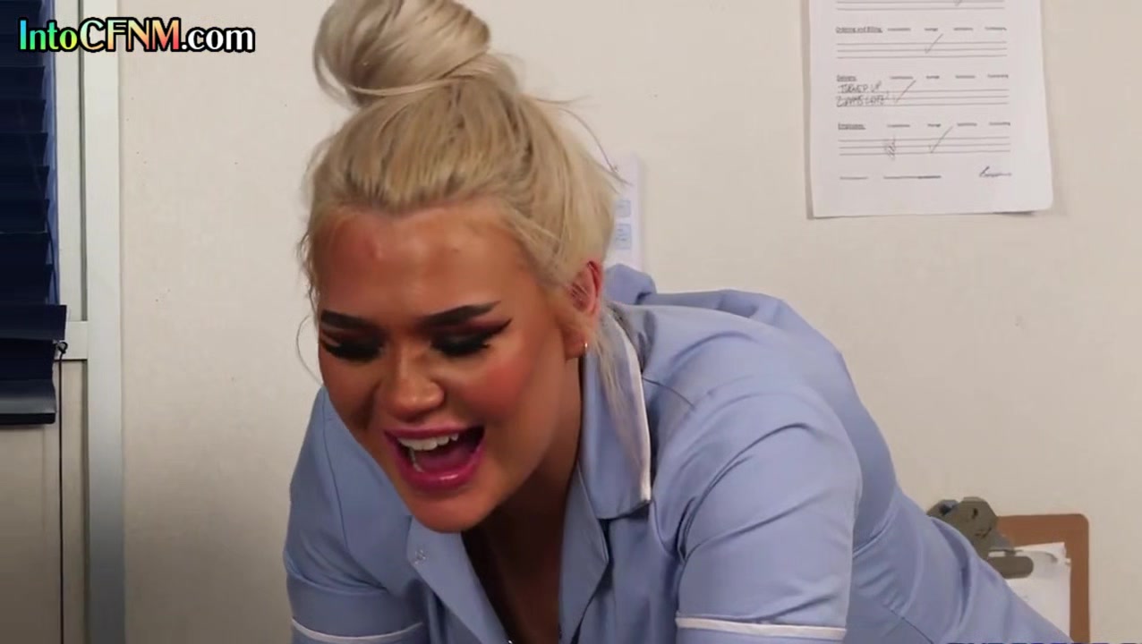 CFNM busty British nurses in lingerie suck rod in 3some