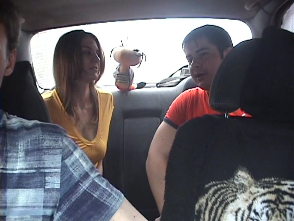 Carol in naughty angel gives a blowjob in the car