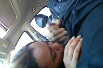 Black bitch doesn't mind sucking my dong while I drive
