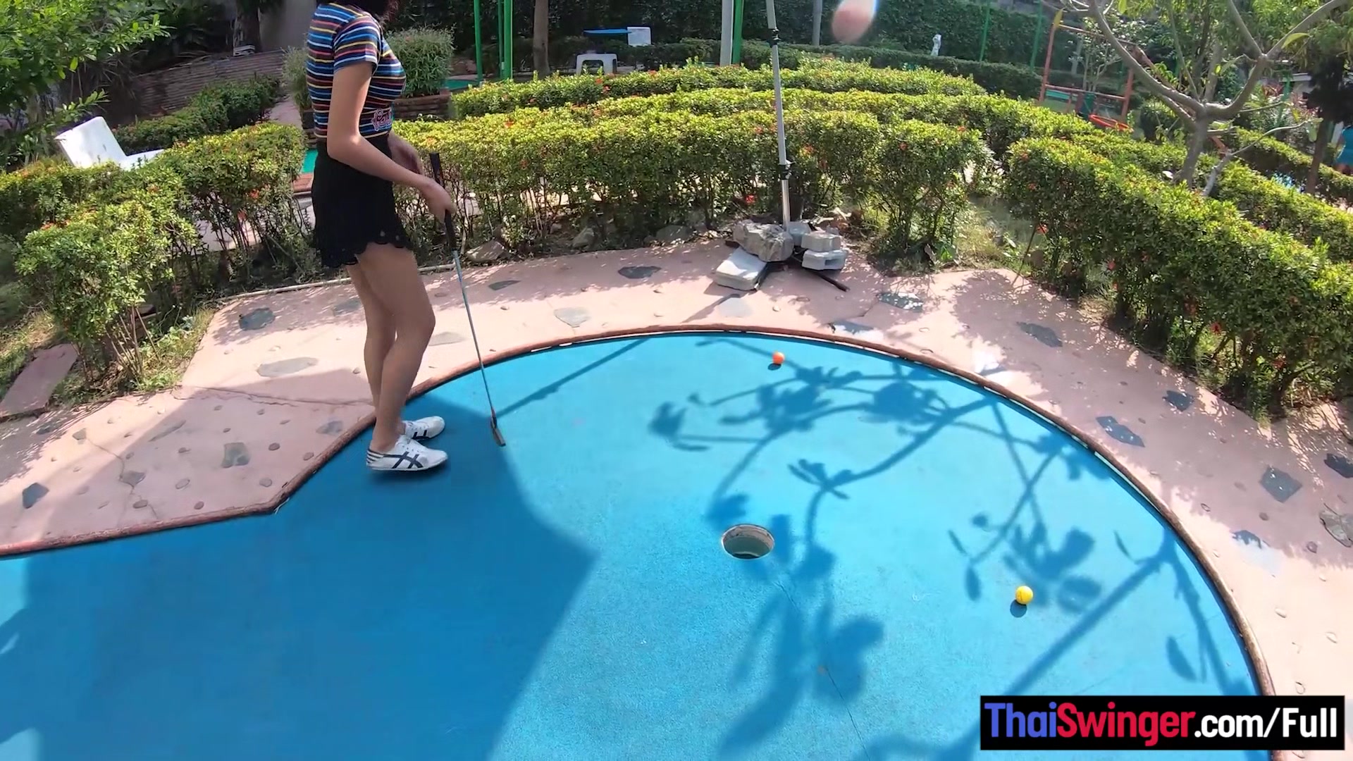 Amateur Thai teen 18+ is really bad at minigolf but good at sex