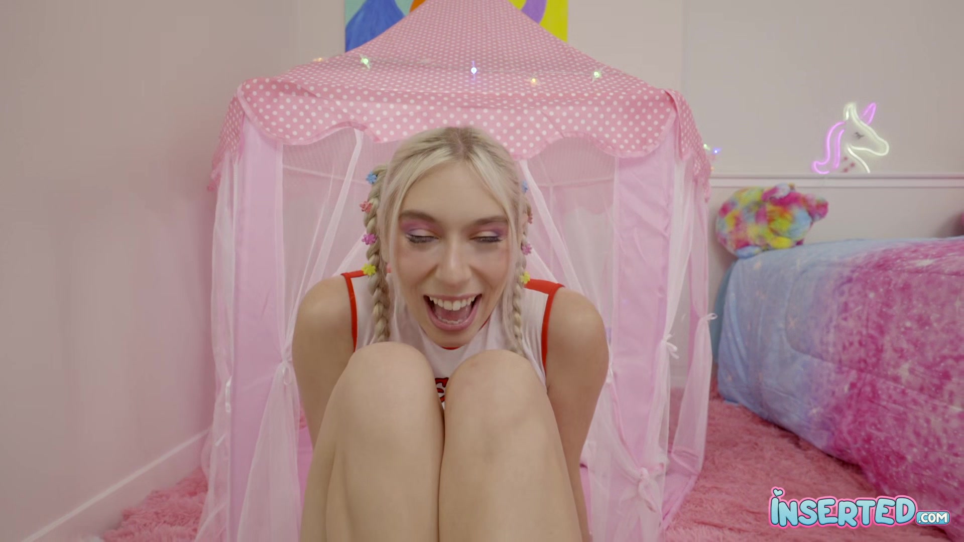 Kay Puts The Lotion On Her Skin - Inserted
