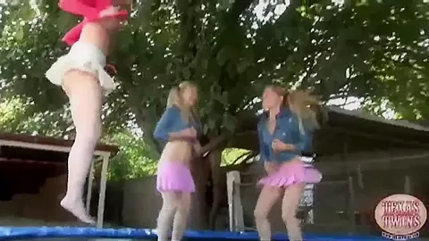 Texas Fake twins with her friend masturbates in farm