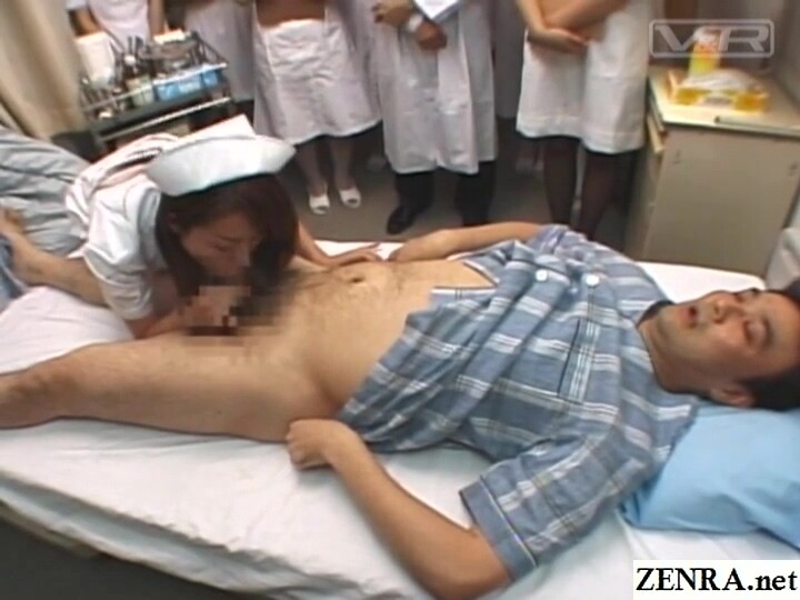 Japanese hospital nurse training day milking patient