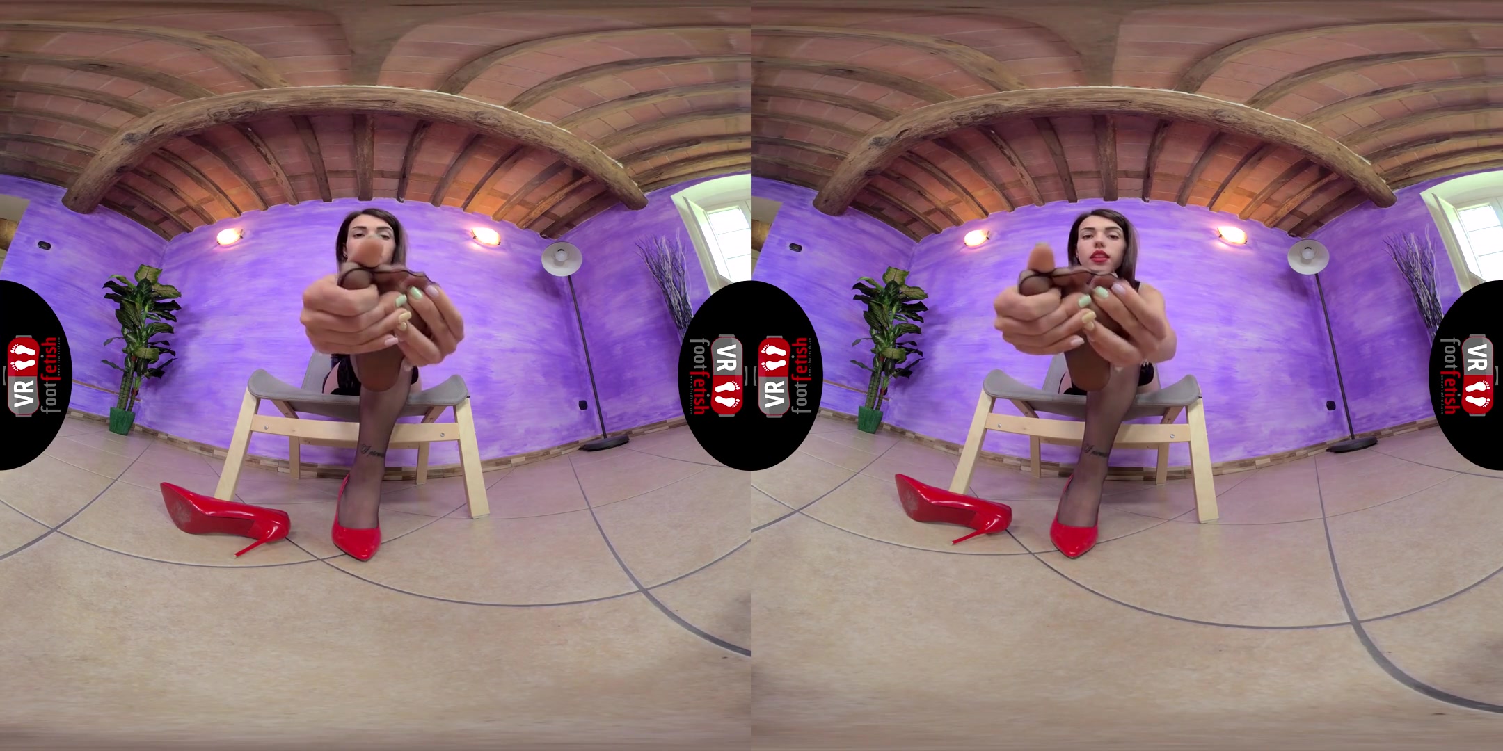 Sexy Mistress Petra Shows Off Her Amazing Feet; Foot Fetish VR Solo Nylon Stockings