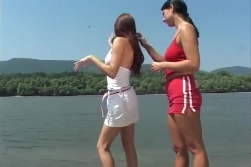 Two Amazing Lesbian Girls Masturbate At The Seaside With Dildos And Enjoy