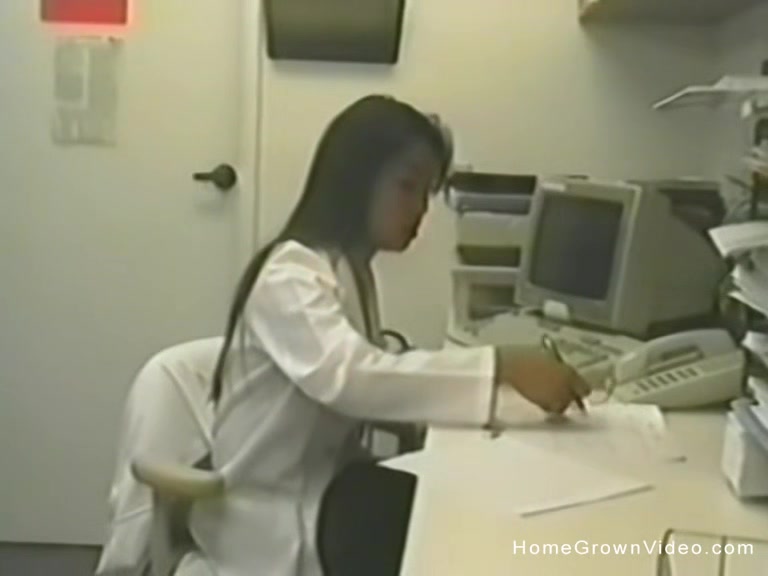Asian nurse caught masturbating in her office with toys