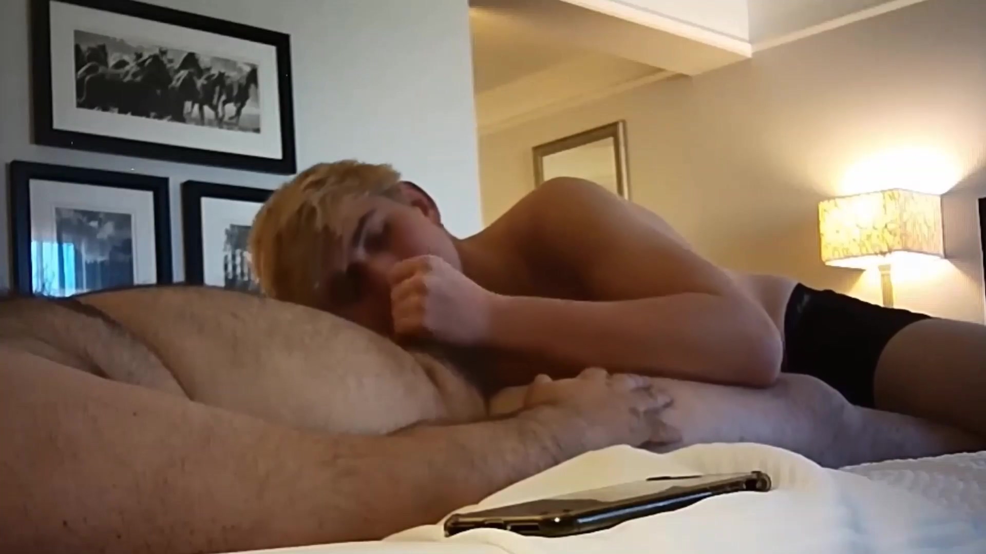 Getting An Amazing Blowjob From My Blonde Fuckbuddy Home From College. He Loves Hishairy Bear