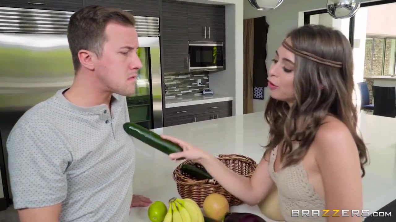 Petite Hippie Girl Changes Green Cucumber To Thick Pink Dick With Jessy Jones And Riley Reid