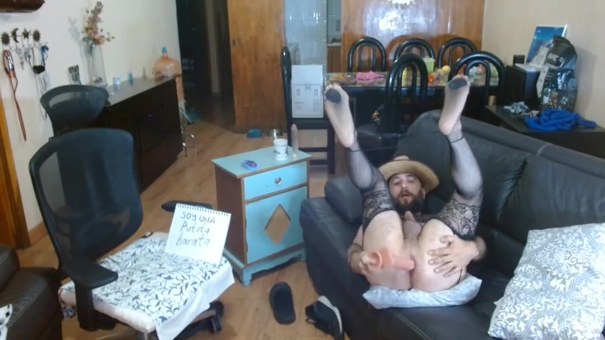 Bearded Hairy Whore In Lingerie Dancing Like A Bitch