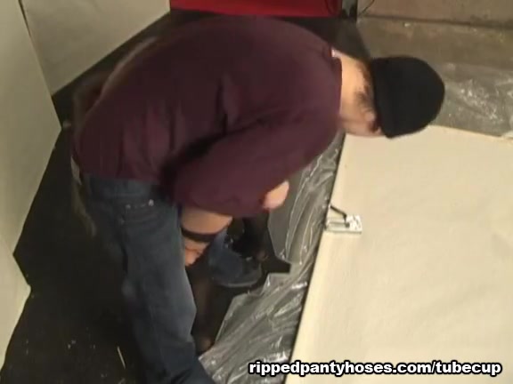 Bossy Russian blonde gets her pantyhose ripped