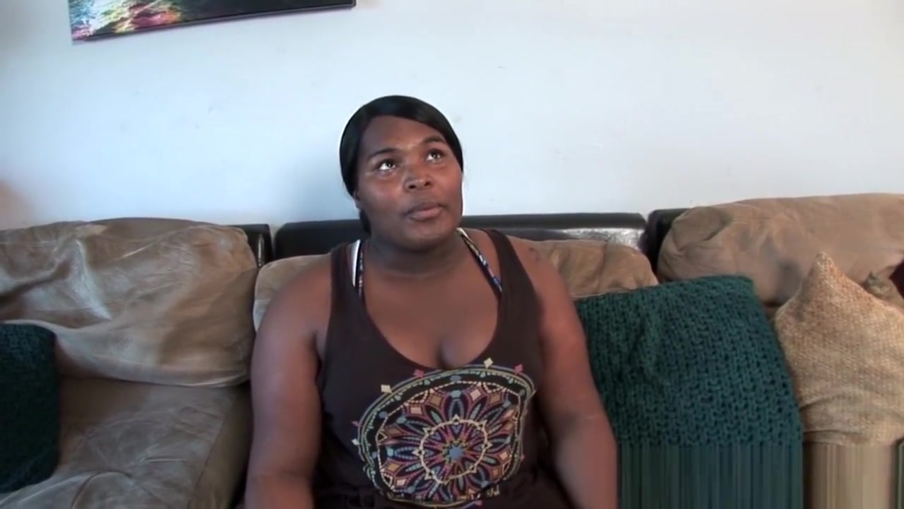 Chubby ts ebony tugs her cock for the camera