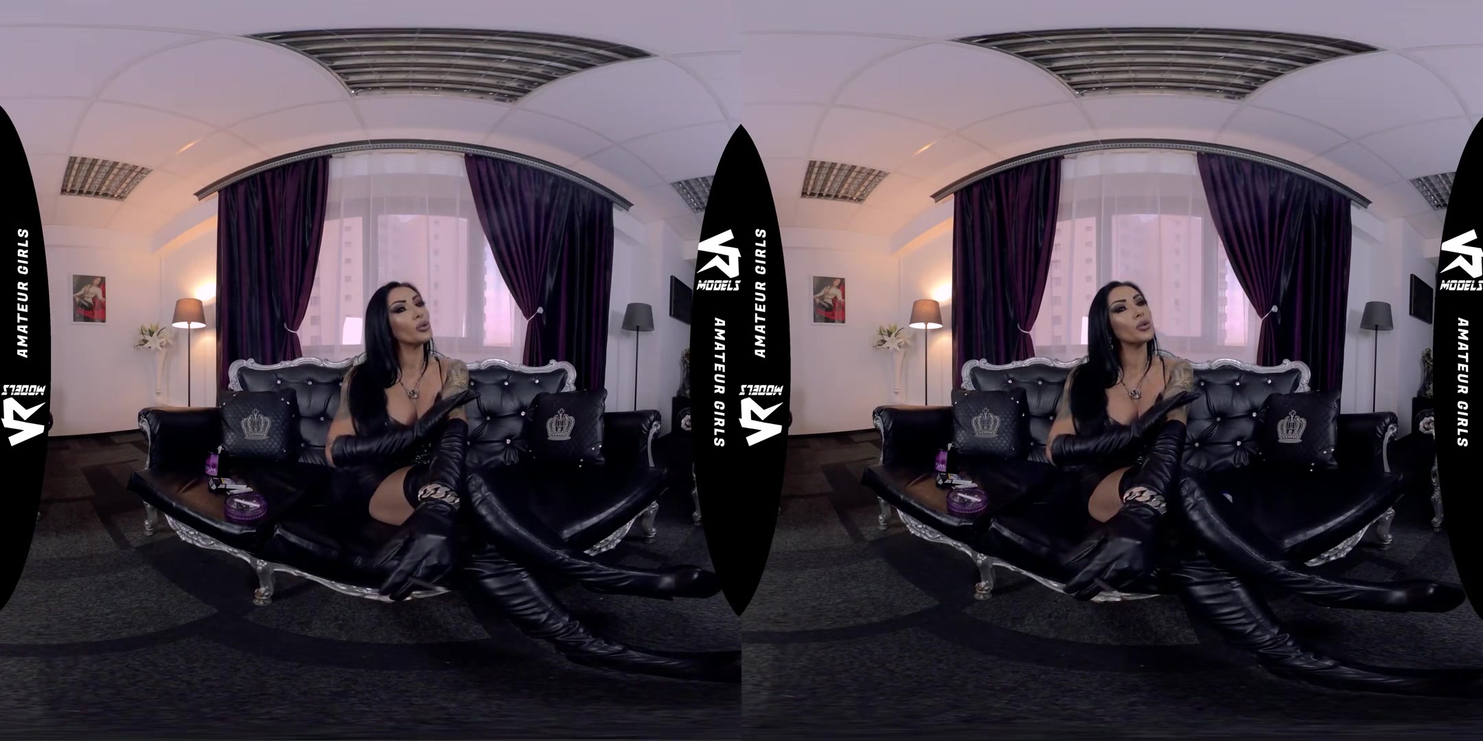 Mistress Kennya - JOI And Smoking With Gloves; Dominatrix Tease Solo