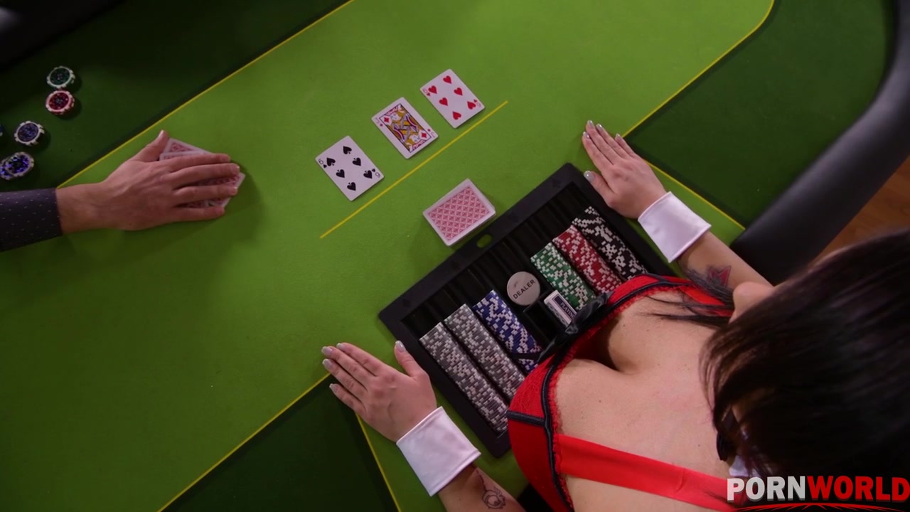 Ever-horny card dealer Chloe Lamour's ass & pussy double penetrated by 2 gentlemen GP1114 - AnalVids