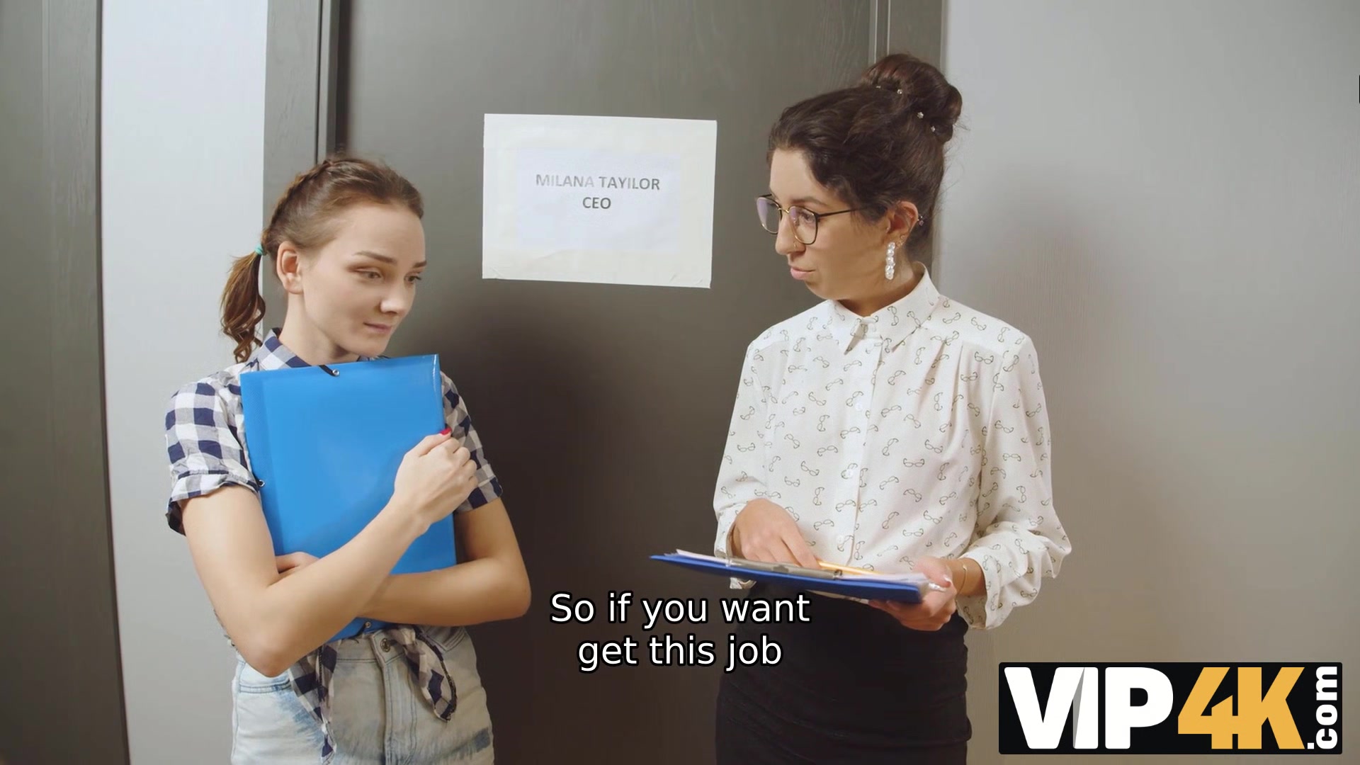 VIP4K. Lesbians 3some is the best way to relax during a working day