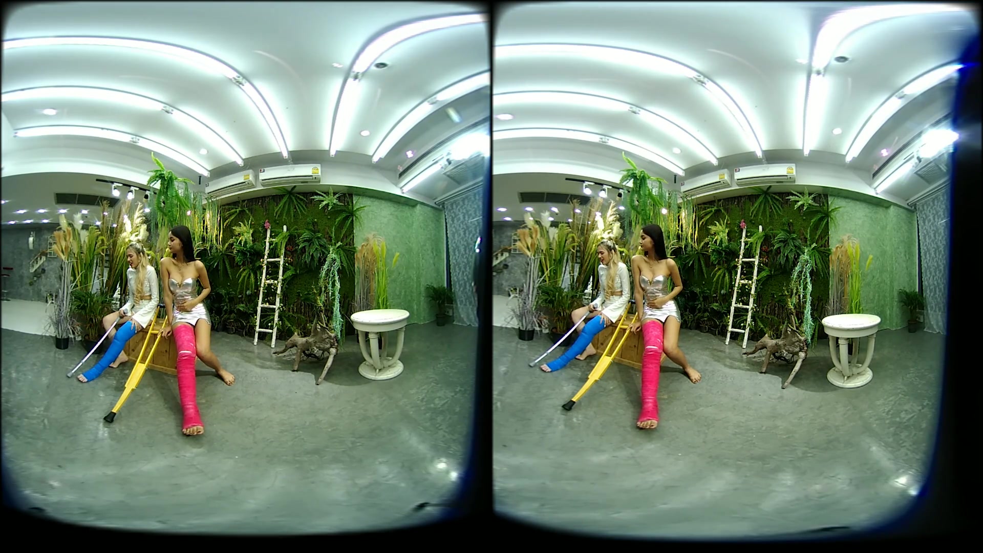 2 Girls With Long Cast Leg Visit A Flower Store 2 - VRpussyVision