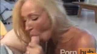 Skinny big tit MILF sucking and titty fucking