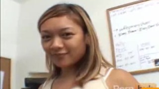 Big tit asian chick loves his small cock