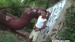 Sexy Gypsy Guy Gets Public Handjob in Prague