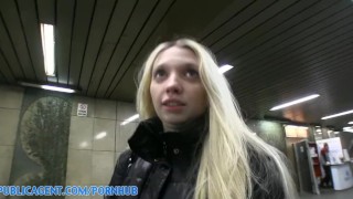 PublicAgent HD Pale Skinny Mina stretches her pussy to take my big cock