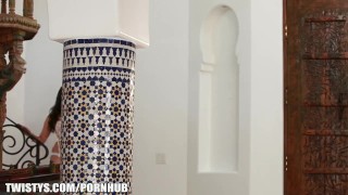 Hot brunette rubs her pussy all alone