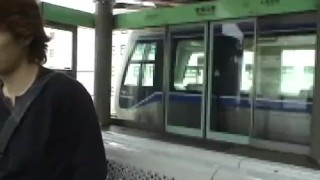 Subtitled Japanese public blowjob and streaking in train