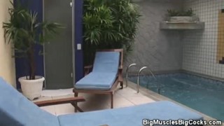 Fiesty Muscled Hunks Poolside