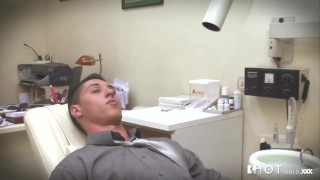 Erica Fontes playing the blonde dentist