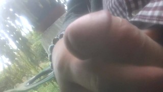fooling around, jacking off outside...