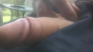 fooling around, jacking off outside...