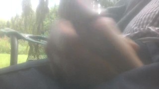 fooling around, jacking off outside...