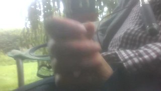 fooling around, jacking off outside...