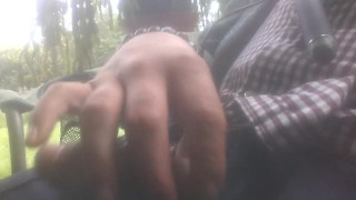 fooling around, jacking off outside...
