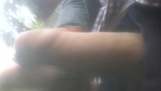 fooling around, jacking off outside...