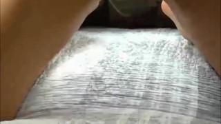 Brunette hottie enjoying her very first time with sex-machine and squirting