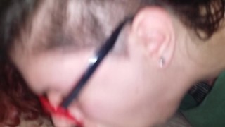 Cheating whore gives blowjob