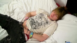 Emo teen jerks off indoors